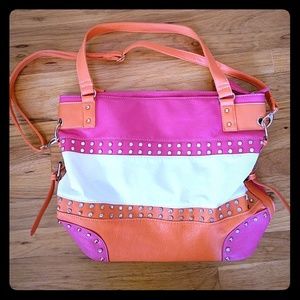 ⬇️ $18 Rhinestone Orange, White and Pink Handbag